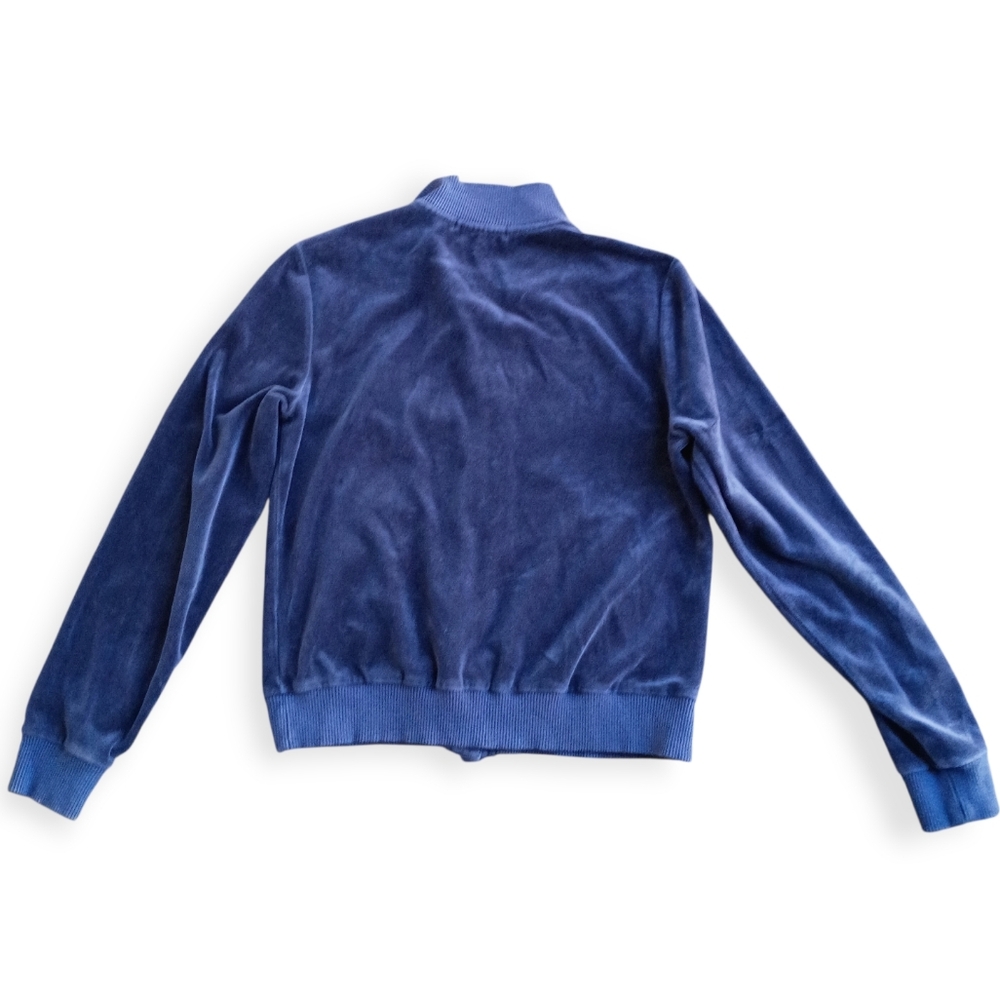 Lauren Ralph Lauren Blue Velour Button Track Jacket Women's Size Small - Picture 2 of 4